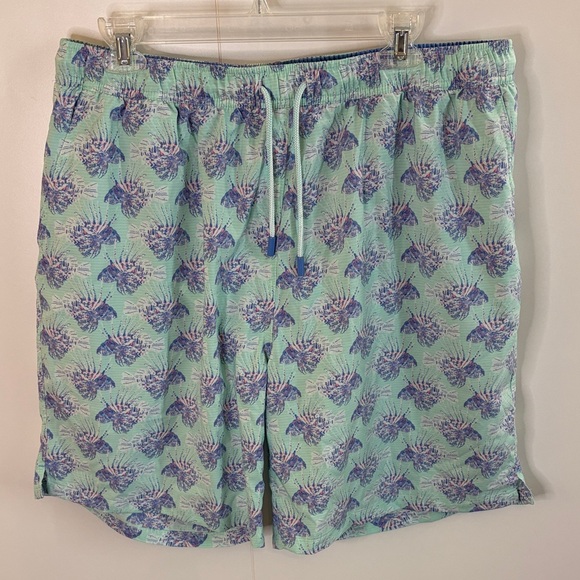 Peter Millar Mint and Purple Swim Trunks